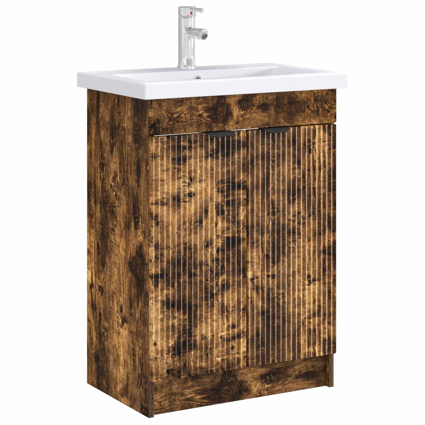 vidaXL Bathroom under Sink Cabinet Smoked Oak 56 x 37.5 x 81 cm