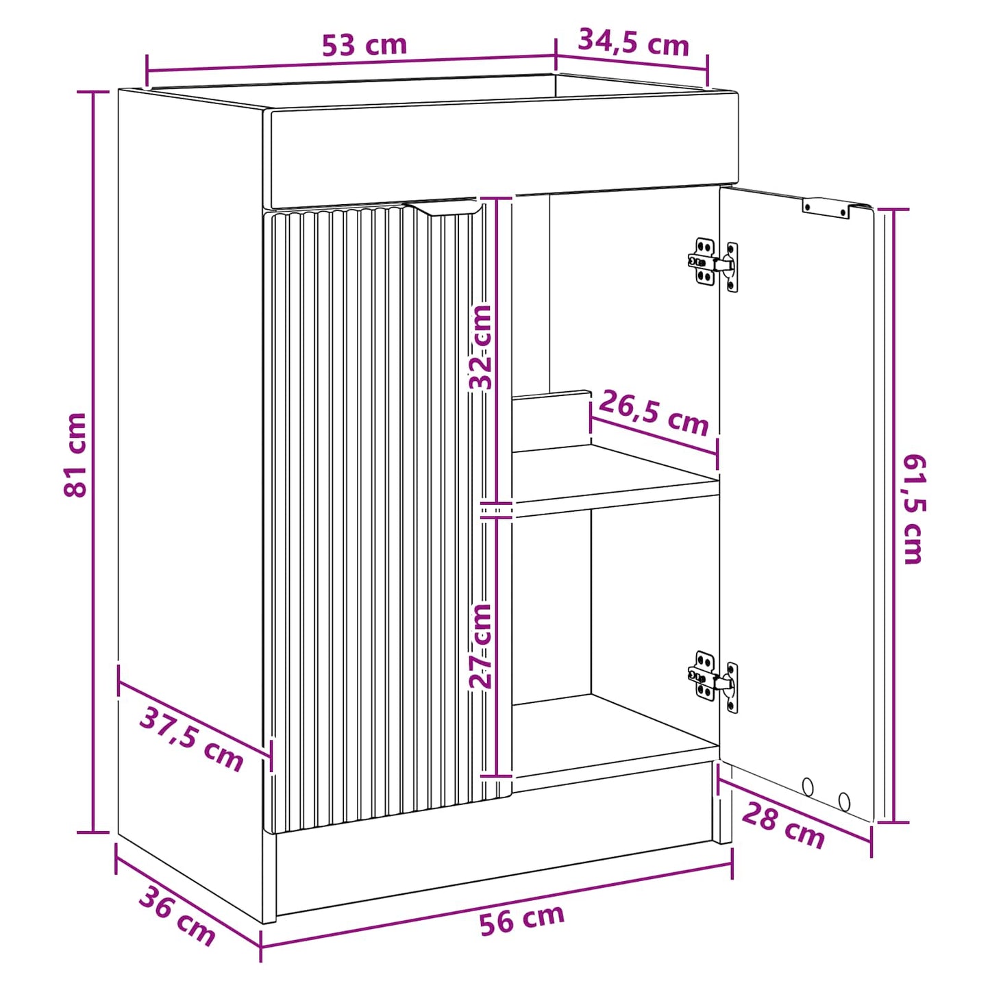 vidaXL Bathroom under Sink Cabinet Smoked Oak 56 x 37.5 x 81 cm