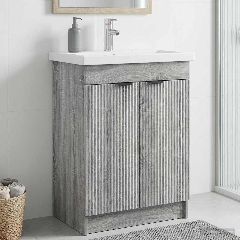 vidaXL Bathroom under Sink Cabinet Grey Sonoma 56 x 37.5 x 81 cm