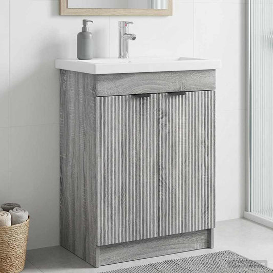 vidaXL Bathroom under Sink Cabinet Grey Sonoma 56 x 37.5 x 81 cm