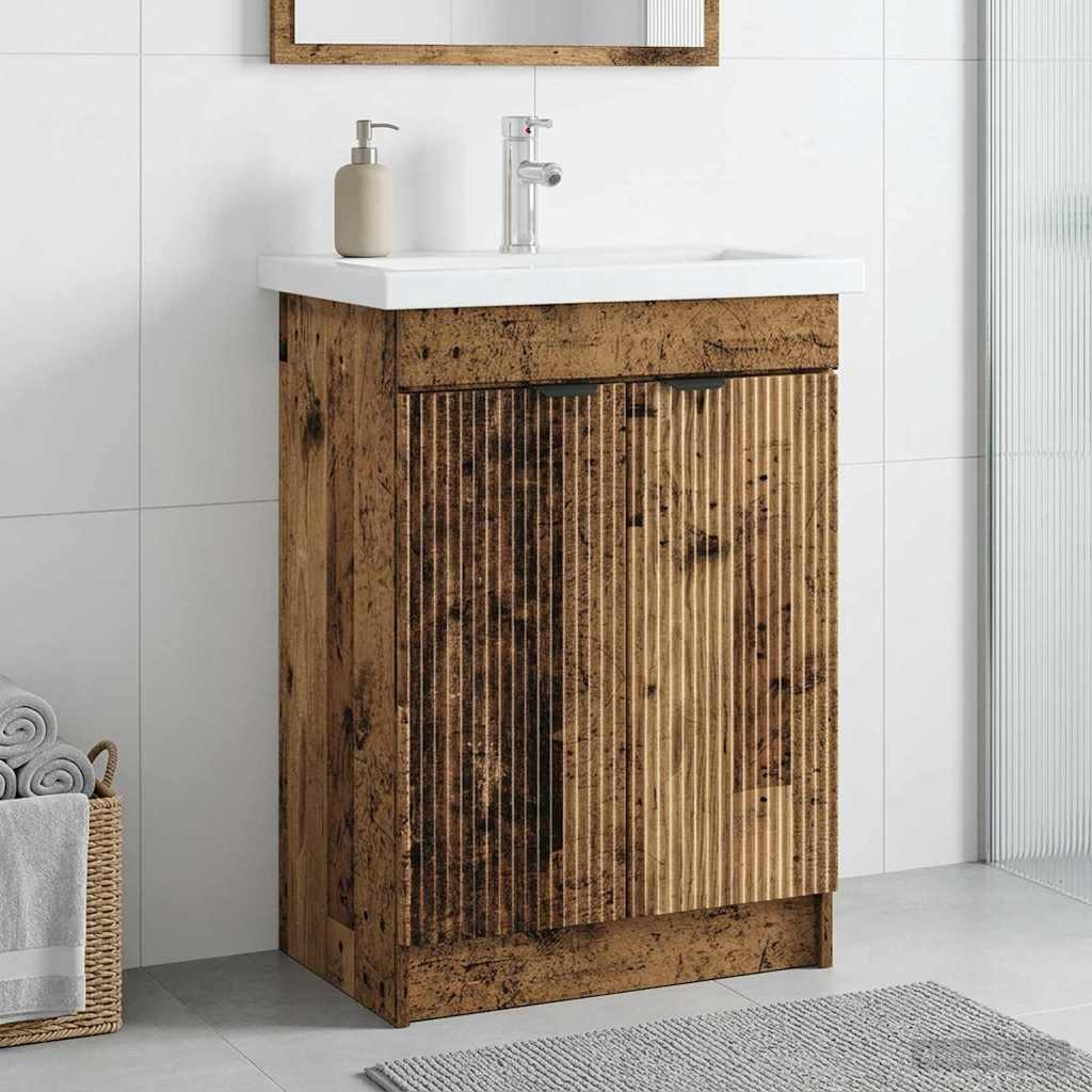 vidaXL Bathroom under Sink Cabinet Old Wood 56 x 37.5 x 81 cm