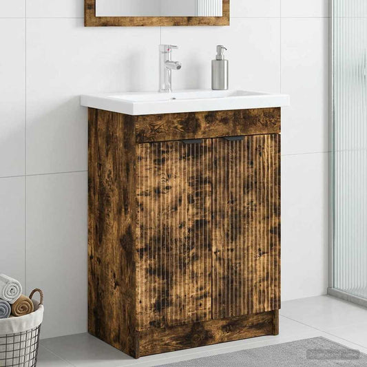 vidaXL Bathroom under Sink Cabinet Smoked Oak 78.5 x 37.5 x 81 cm