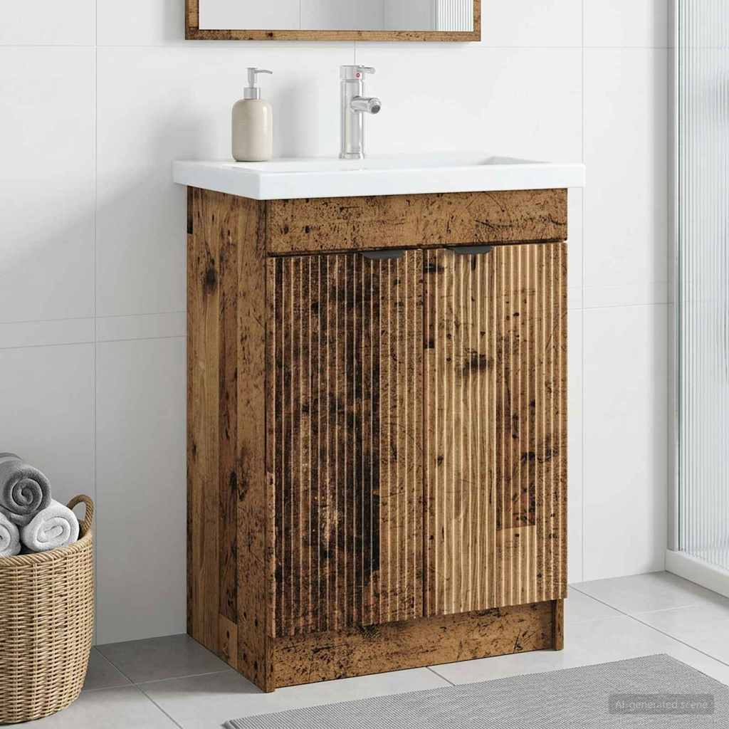 vidaXL Bathroom under Sink Cabinet Old Wood 78.5 x 37.5 x 81 cm