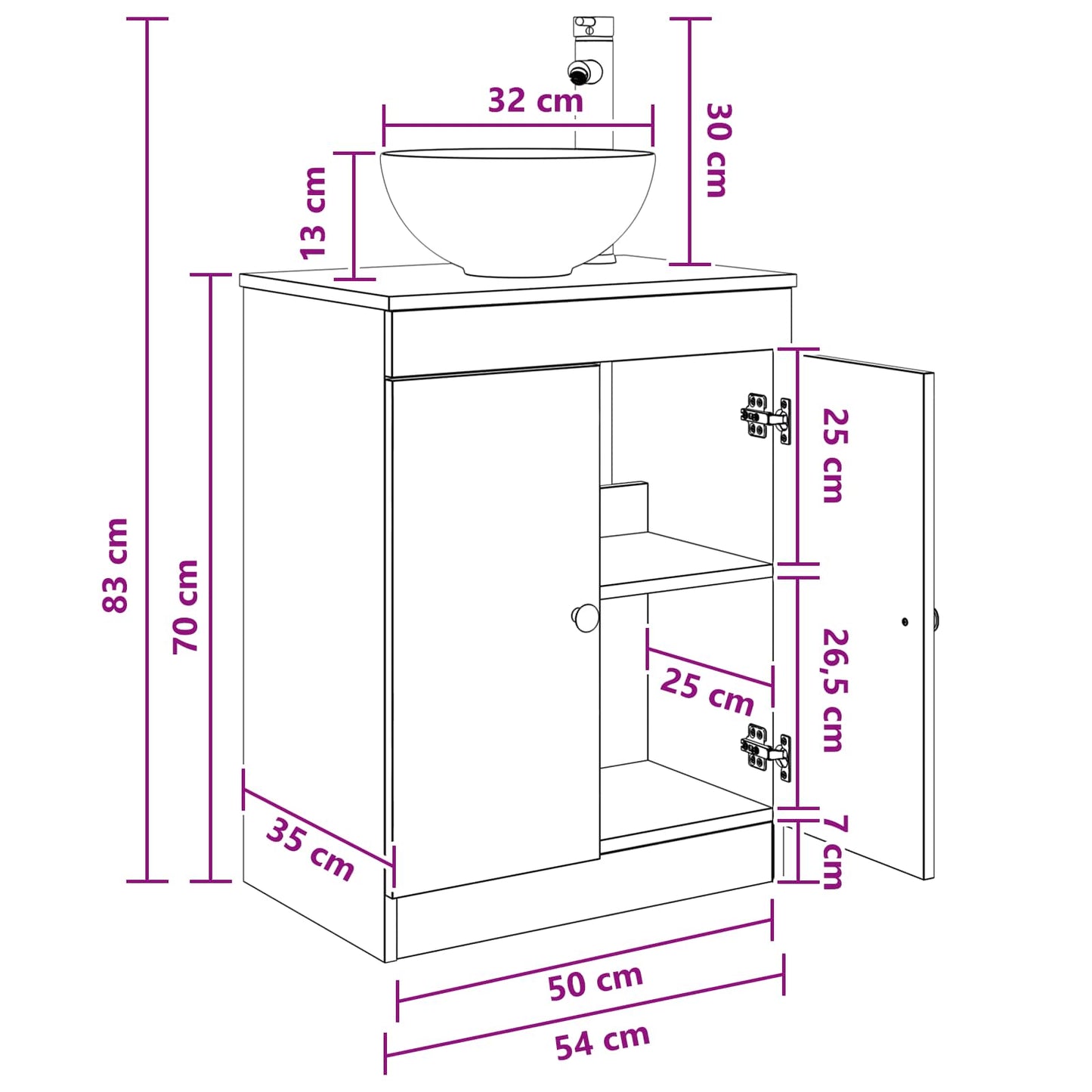 vidaXL Bathroom Vanity with Sink White 54 x 35 x 83 cm Engineered Wood