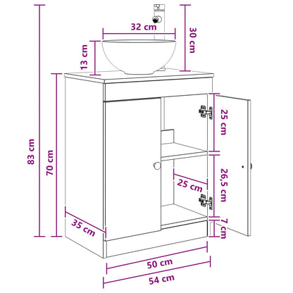 vidaXL Bathroom Vanity with Sink White 54 x 35 x 83 cm Engineered Wood