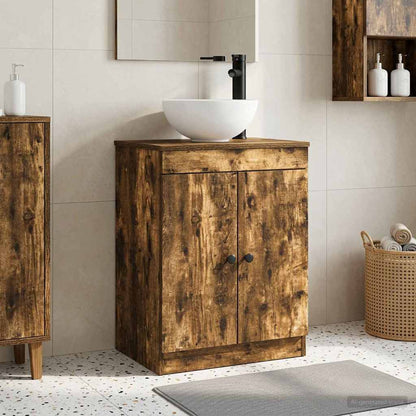 vidaXL Bathroom Vanity with Sink Smoked Oak 54 x 35 x 83 cm