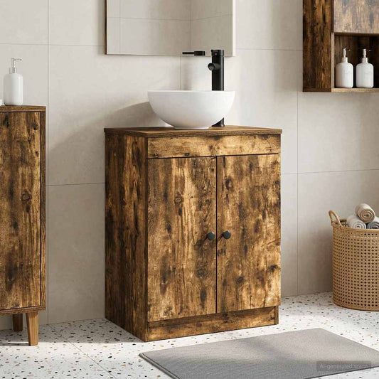 vidaXL Bathroom Vanity with Sink Smoked Oak 54 x 35 x 83 cm