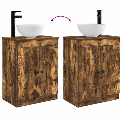 vidaXL Bathroom Vanity with Sink Smoked Oak 54 x 35 x 83 cm