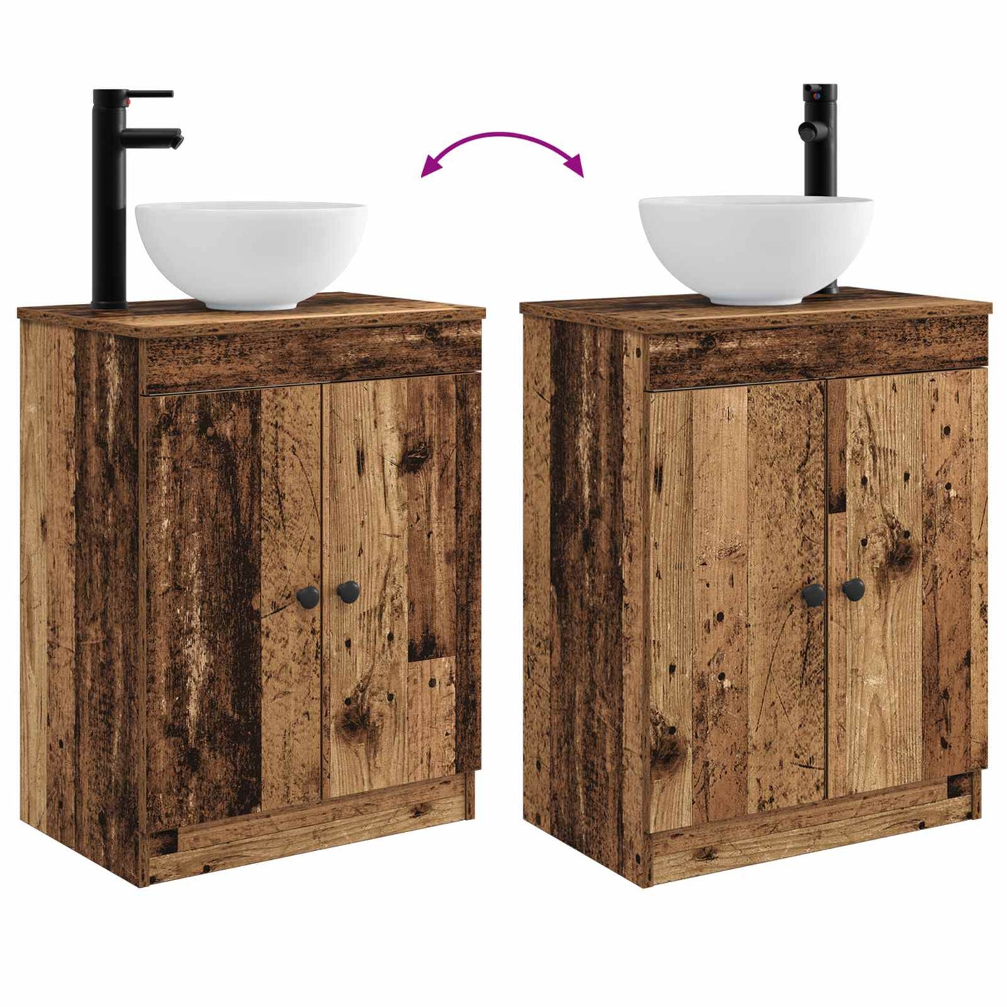 vidaXL Bathroom Vanity with Sink Old Wood 54 x 35 x 83 cm