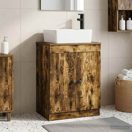 vidaXL Bathroom Vanity with Sink Smoked Oak 54 x 35 x 83 cm