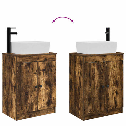 vidaXL Bathroom Vanity with Sink Smoked Oak 54 x 35 x 83 cm