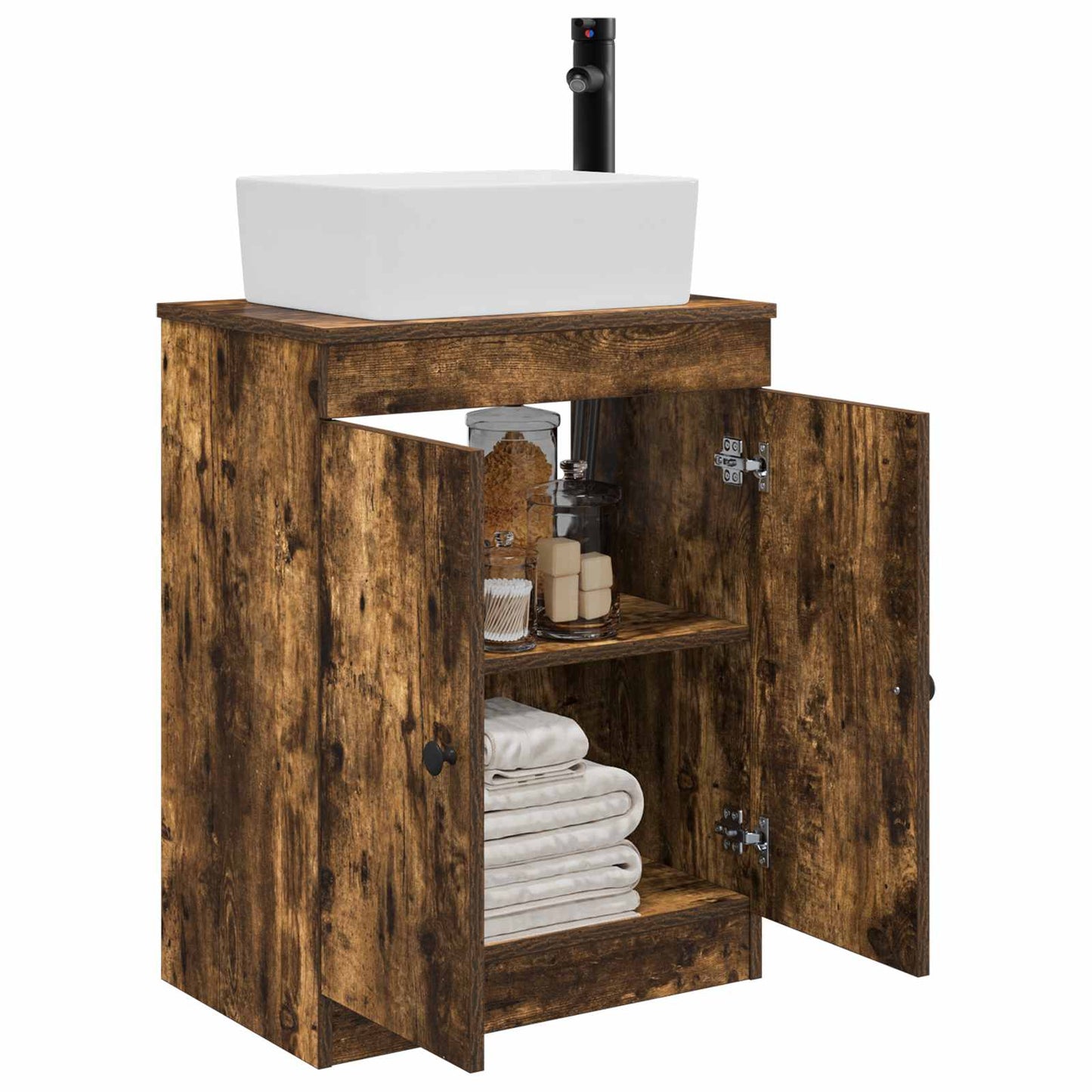 vidaXL Bathroom Vanity with Sink Smoked Oak 54 x 35 x 83 cm