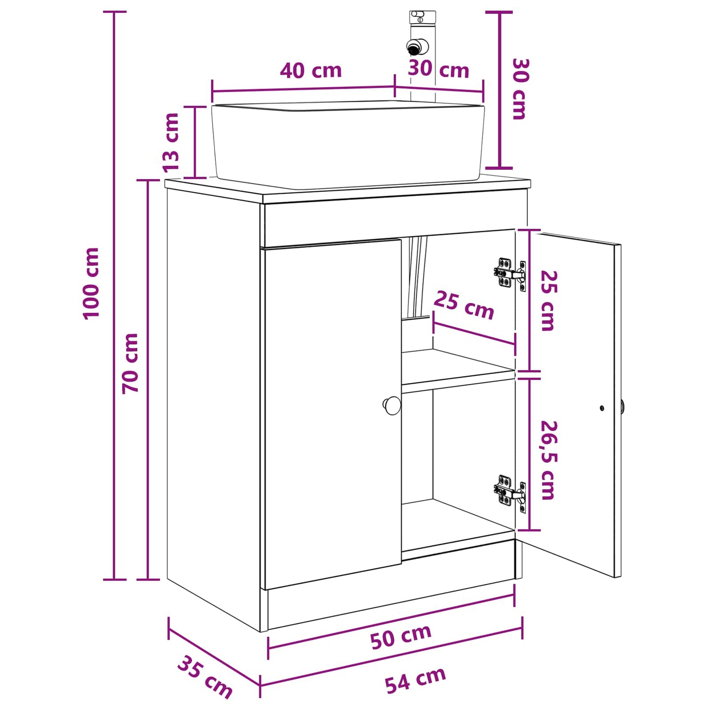 vidaXL Bathroom Vanity with Sink Grey Sonoma 54 x 35 x 83 cm