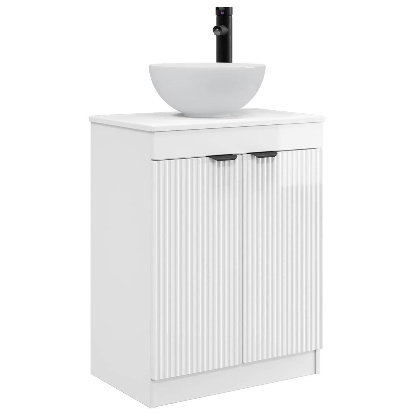 vidaXL Bathroom Vanity with Sink High Gloss White 54 x 35 x 83 cm