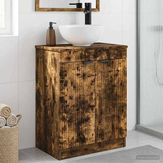 vidaXL Bathroom Vanity with Sink Smoked Oak 54 x 35 x 83 cm