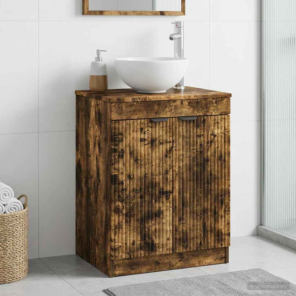 vidaXL Bathroom Cabinet Smoked Oak 54 x 41 x 70 cm Engineered Wood