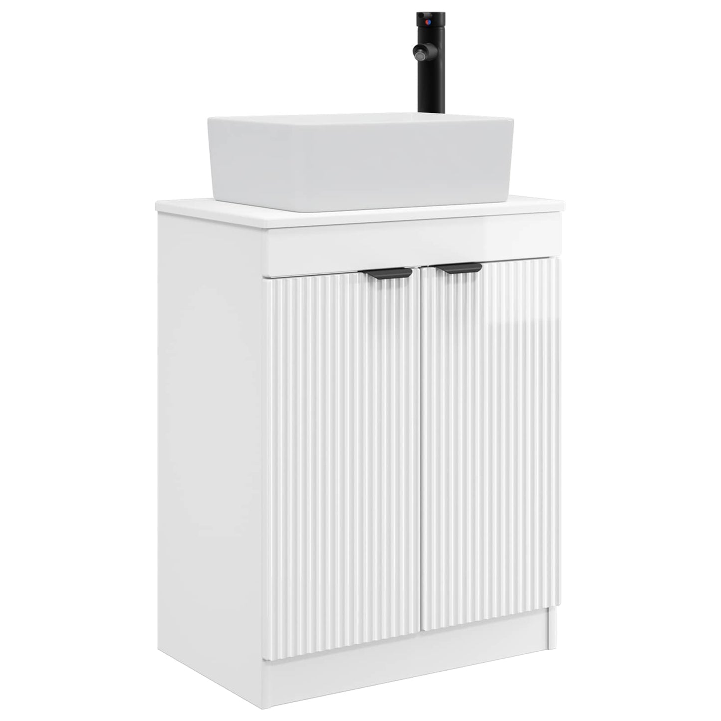 vidaXL Bathroom Vanity with Sink High Gloss White 54 x 35 x 83 cm