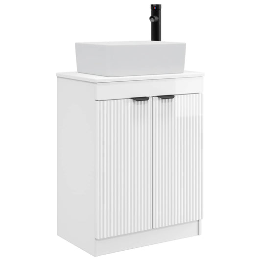 vidaXL Bathroom Vanity with Sink High Gloss White 54 x 35 x 83 cm