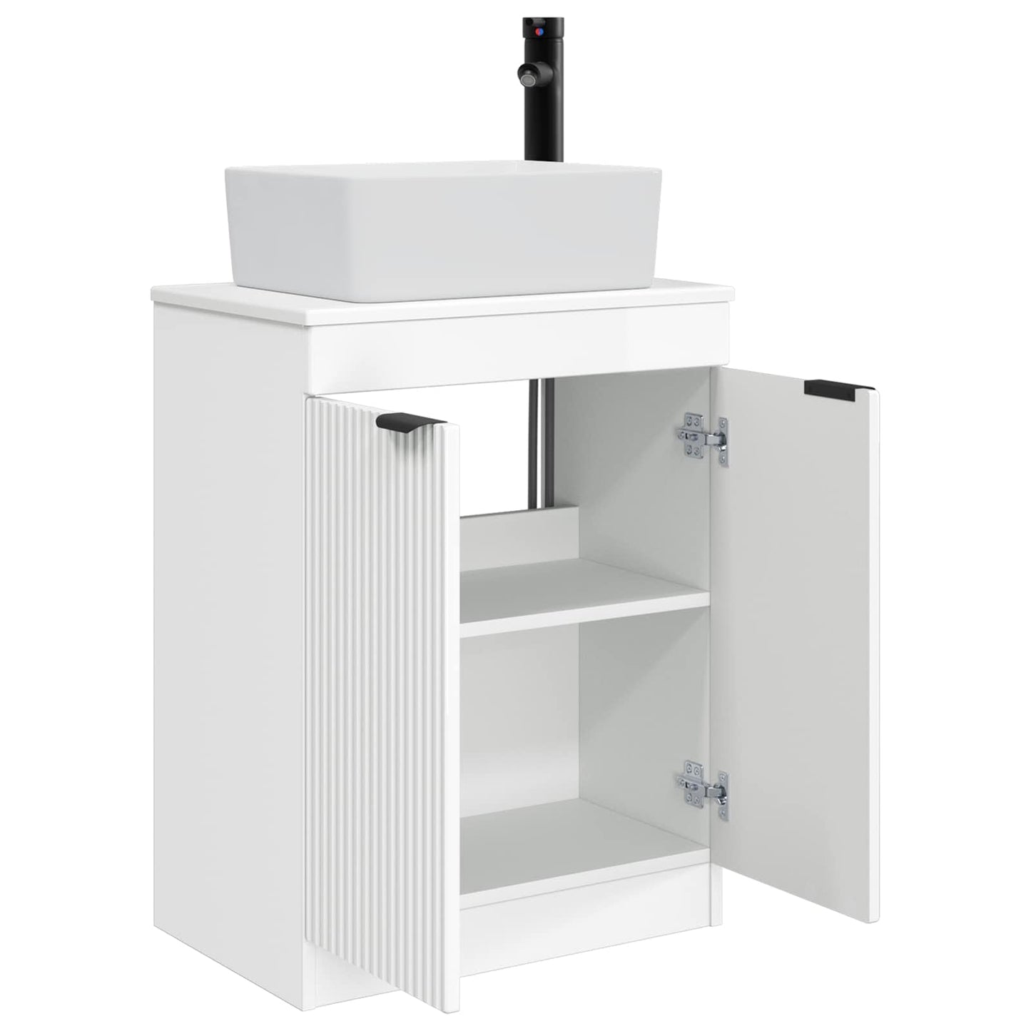 vidaXL Bathroom Vanity with Sink High Gloss White 54 x 35 x 83 cm
