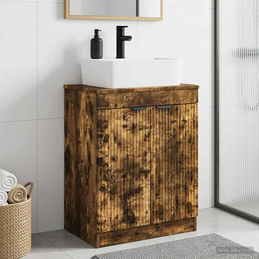 vidaXL Bathroom Vanity with Sink Smoked Oak 54 x 35 x 83 cm