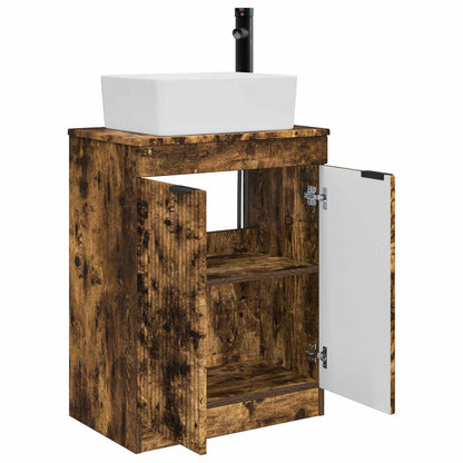 vidaXL Bathroom Vanity with Sink Smoked Oak 54 x 35 x 83 cm