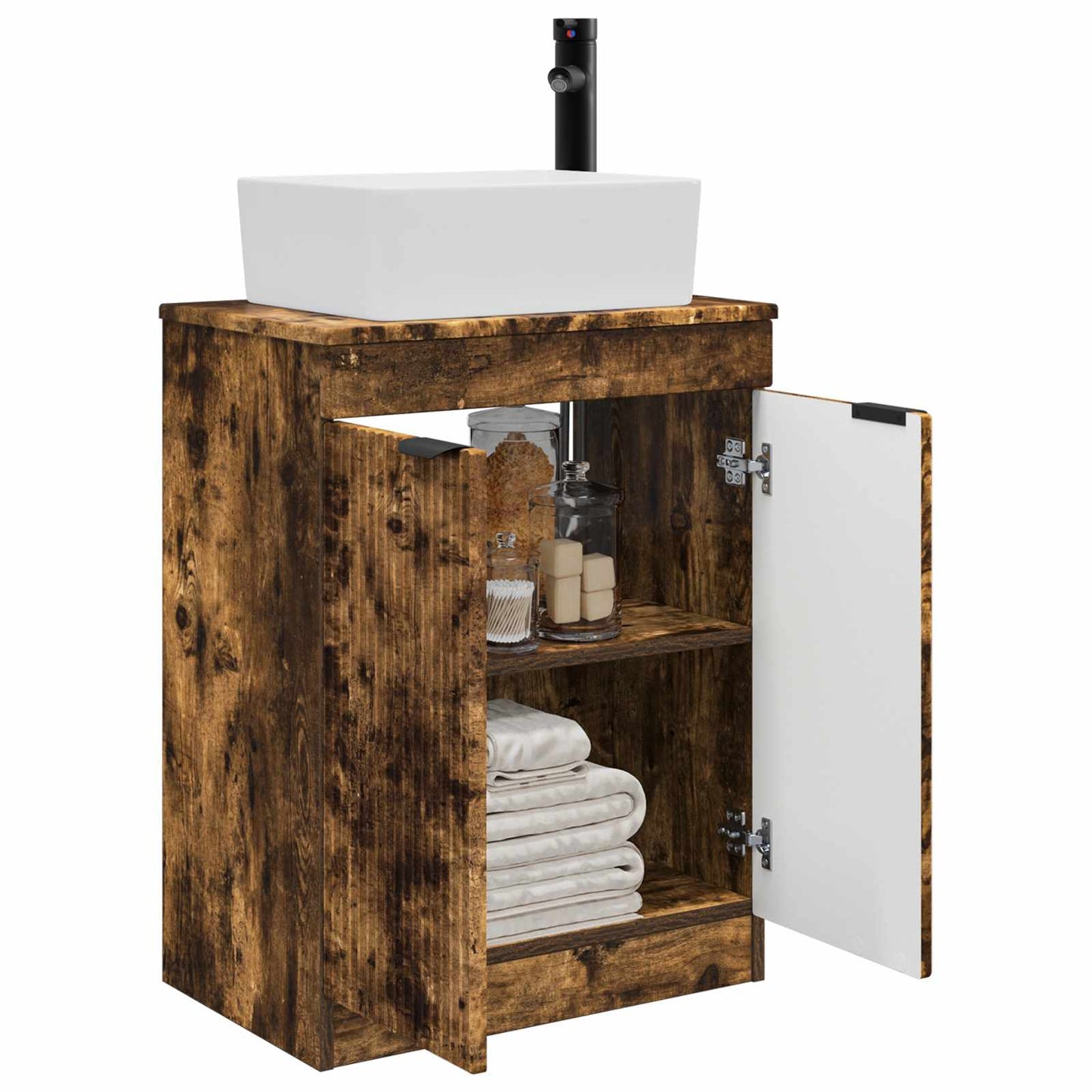 vidaXL Bathroom Vanity with Sink Smoked Oak 54 x 35 x 83 cm