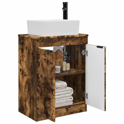 vidaXL Bathroom Vanity with Sink Smoked Oak 54 x 35 x 83 cm