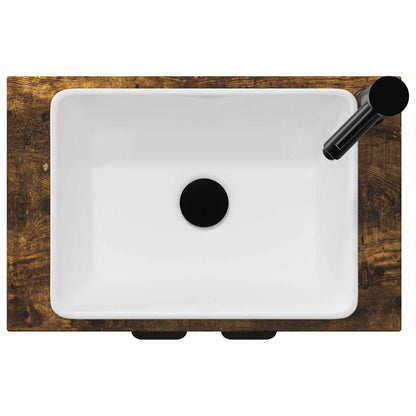 vidaXL Bathroom Vanity with Sink Smoked Oak 54 x 35 x 83 cm