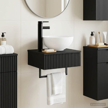 vidaXL Wall-Mounted Wash Basin Black 40 x 35 x 39 cm Engineered Wood