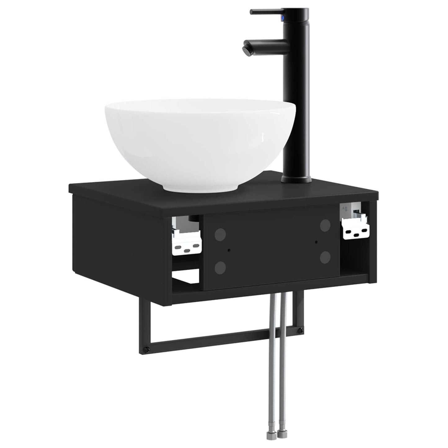 vidaXL Wall-Mounted Wash Basin Black 40 x 35 x 39 cm Engineered Wood
