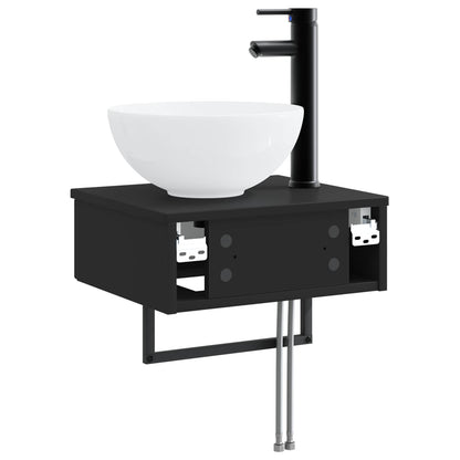 vidaXL Wall-Mounted Wash Basin Black 40 x 35 x 39 cm Engineered Wood