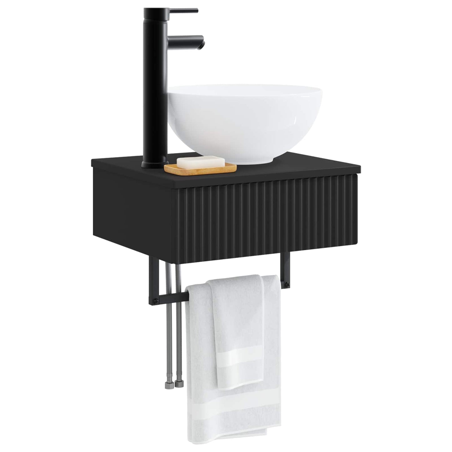 vidaXL Wall-Mounted Wash Basin Black 40 x 35 x 39 cm Engineered Wood