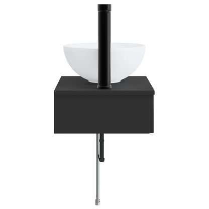 vidaXL Wall-Mounted Wash Basin Black 40 x 35 x 39 cm Engineered Wood