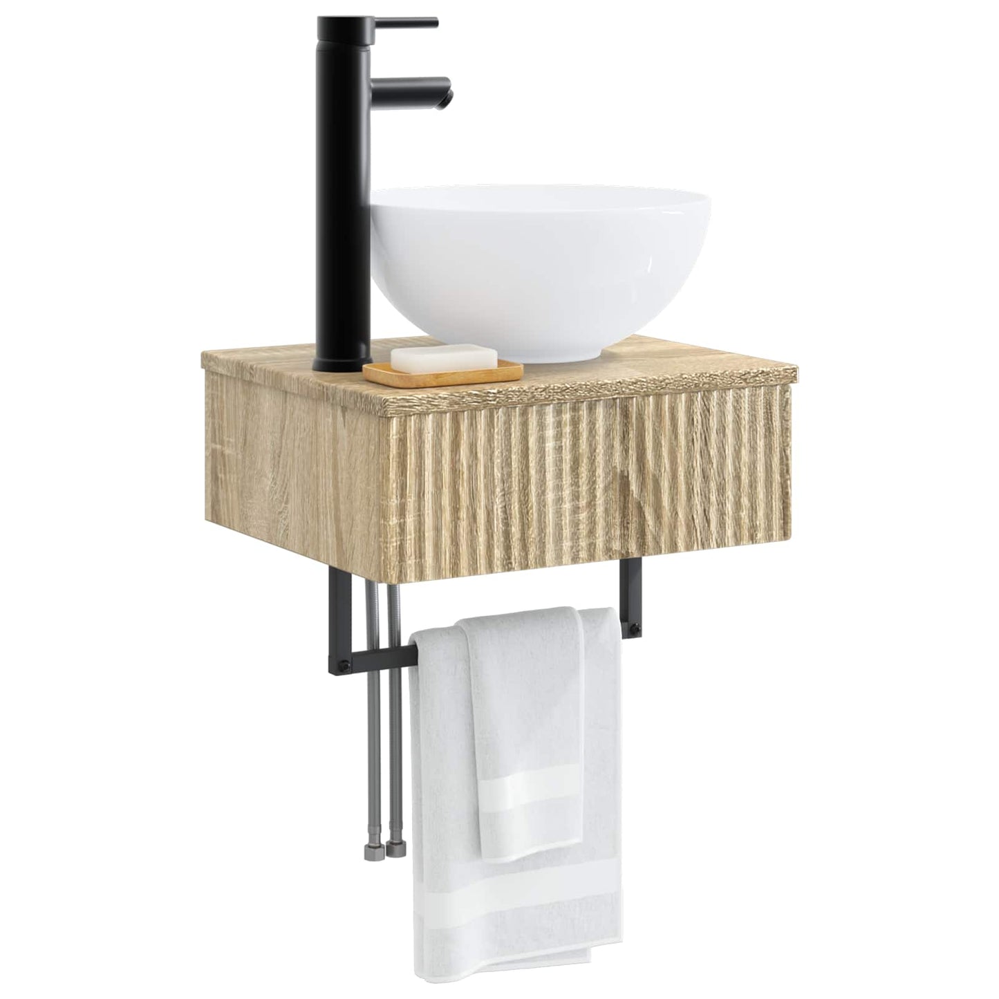 vidaXL Wall-Mounted Wash Basin Sonoma Oak 40 x 35 x 39 cm