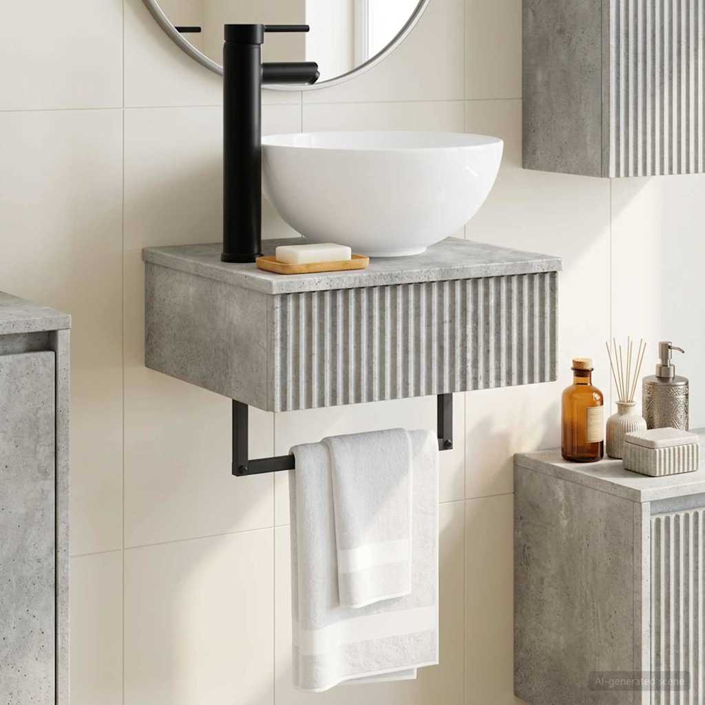 vidaXL Wall-Mounted Wash Basin Concrete Grey 40 x 35 x 39 cm