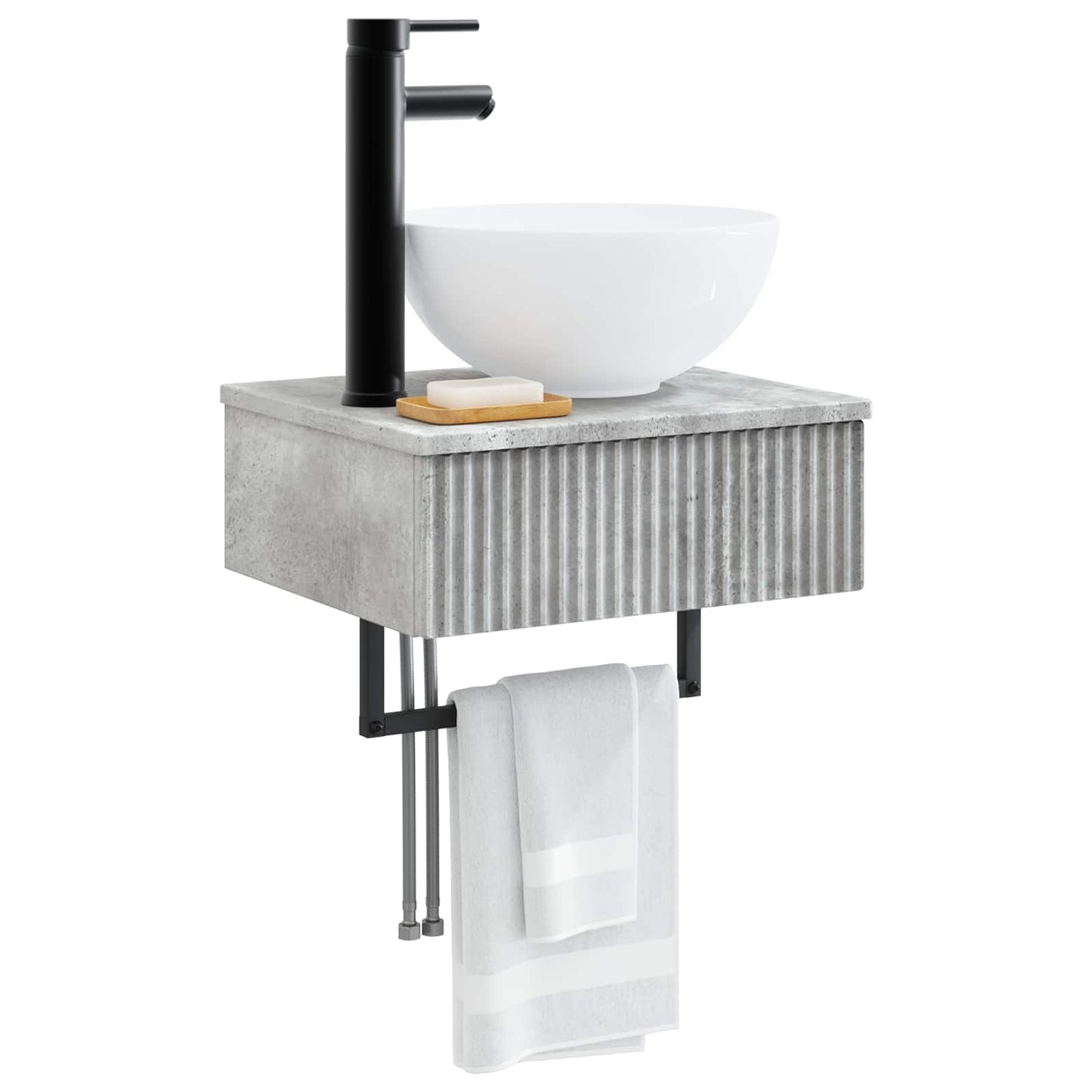 vidaXL Wall-Mounted Wash Basin Concrete Grey 40 x 35 x 39 cm