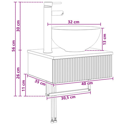 vidaXL Wall-Mounted Wash Basin Concrete Grey 40 x 35 x 39 cm