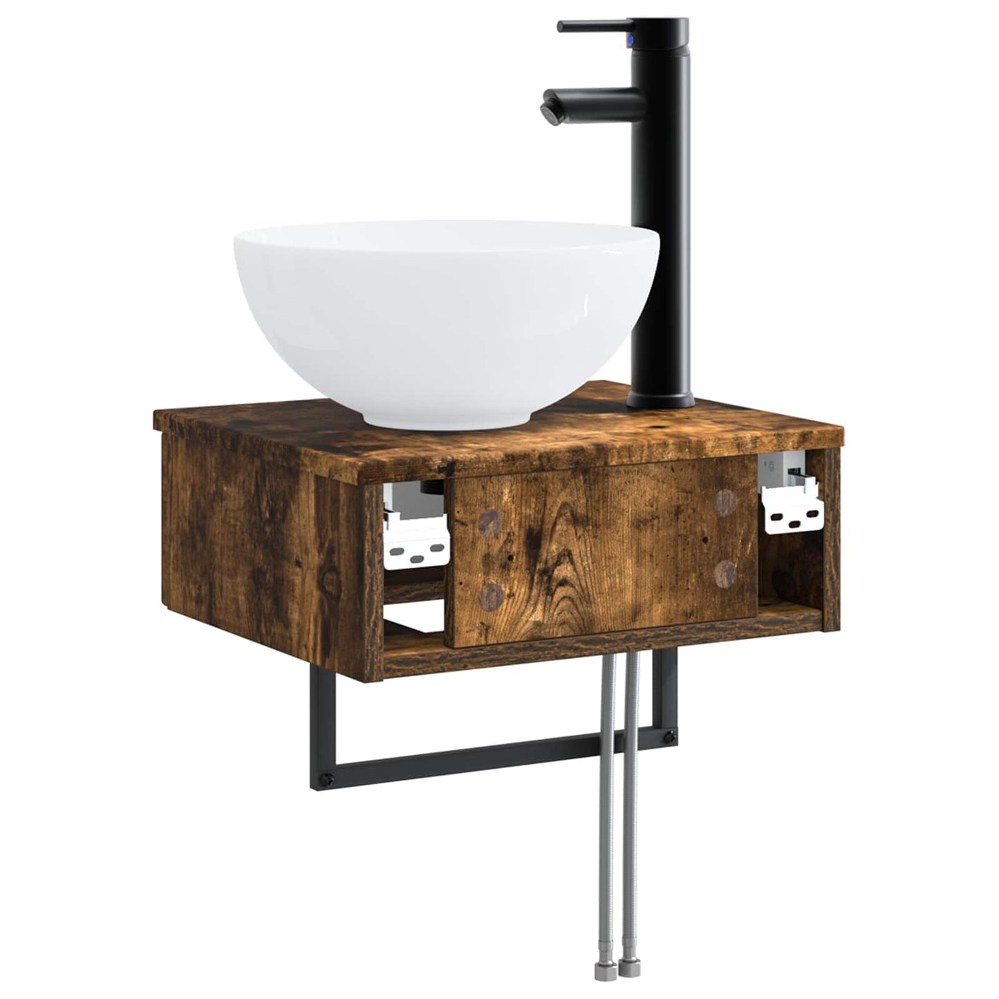 vidaXL Wall-Mounted Wash Basin Smoked Oak 40 x 35 x 39 cm