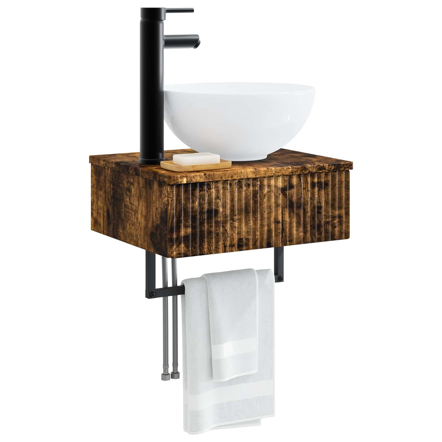 vidaXL Wall-Mounted Wash Basin Smoked Oak 40 x 35 x 39 cm