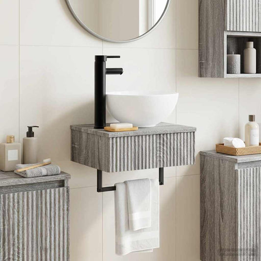 vidaXL Wall-Mounted Wash Basin Grey Sonoma 40 x 35 x 39 cm