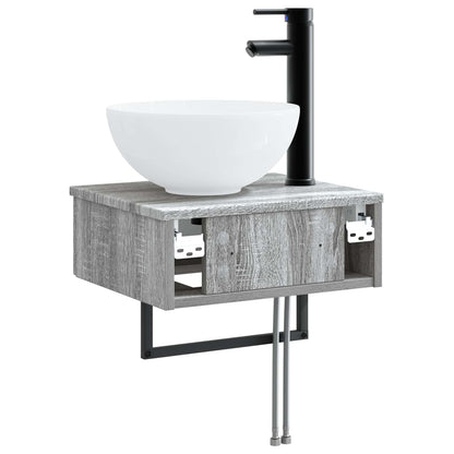 vidaXL Wall-Mounted Wash Basin Grey Sonoma 40 x 35 x 39 cm
