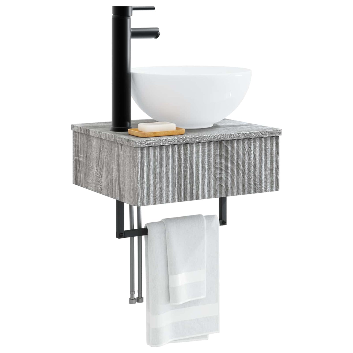 vidaXL Wall-Mounted Wash Basin Grey Sonoma 40 x 35 x 39 cm