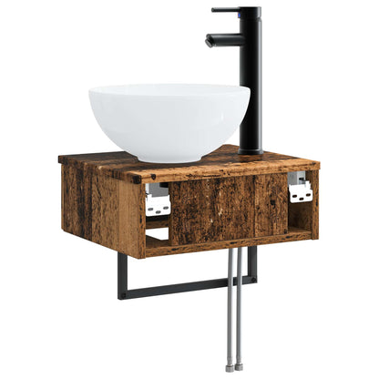 vidaXL Wall-Mounted Wash Basin Old Wood 40 x 35 x 39 cm