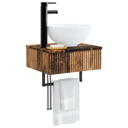 vidaXL Wall-Mounted Wash Basin Old Wood 40 x 35 x 39 cm