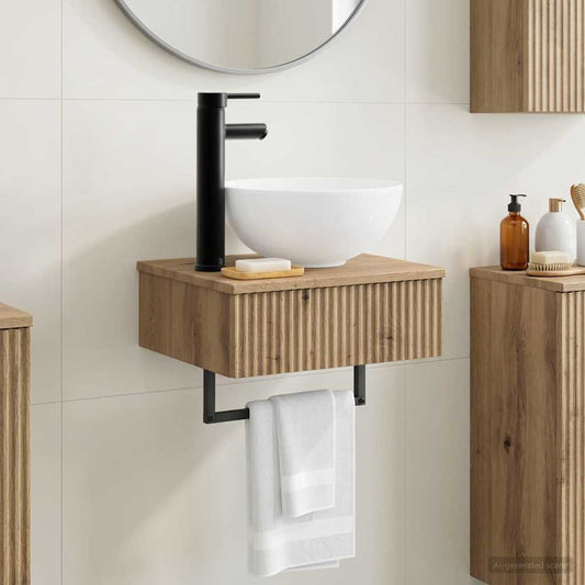 vidaXL Wall-Mounted Wash Basin Artisan Oak 40 x 35 x 39 cm