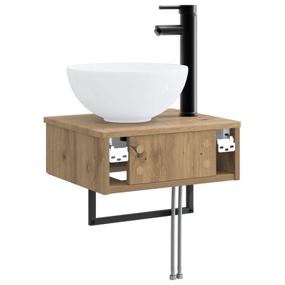 vidaXL Wall-Mounted Wash Basin Artisan Oak 40 x 35 x 39 cm