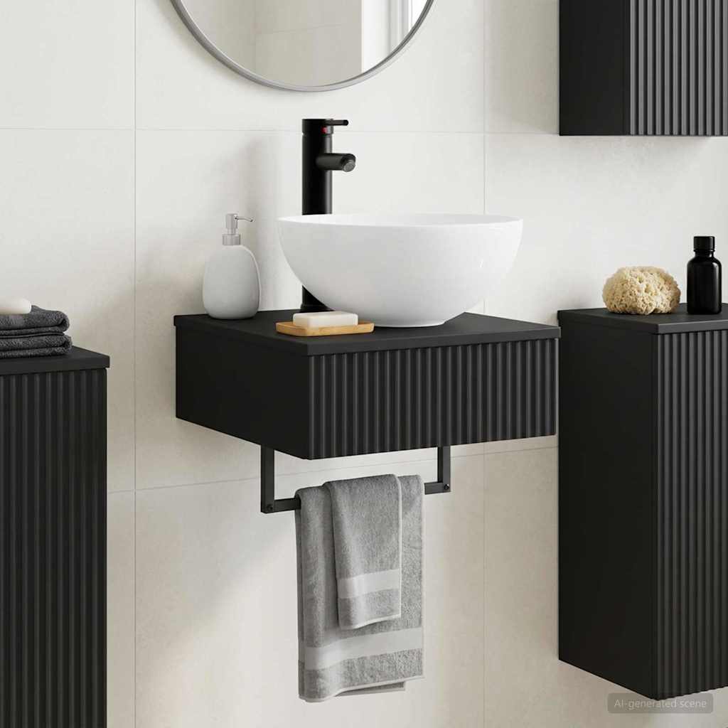 vidaXL Wall-Mounted Wash Basin Black 40 x 41 x 40.5 cm Engineered Wood