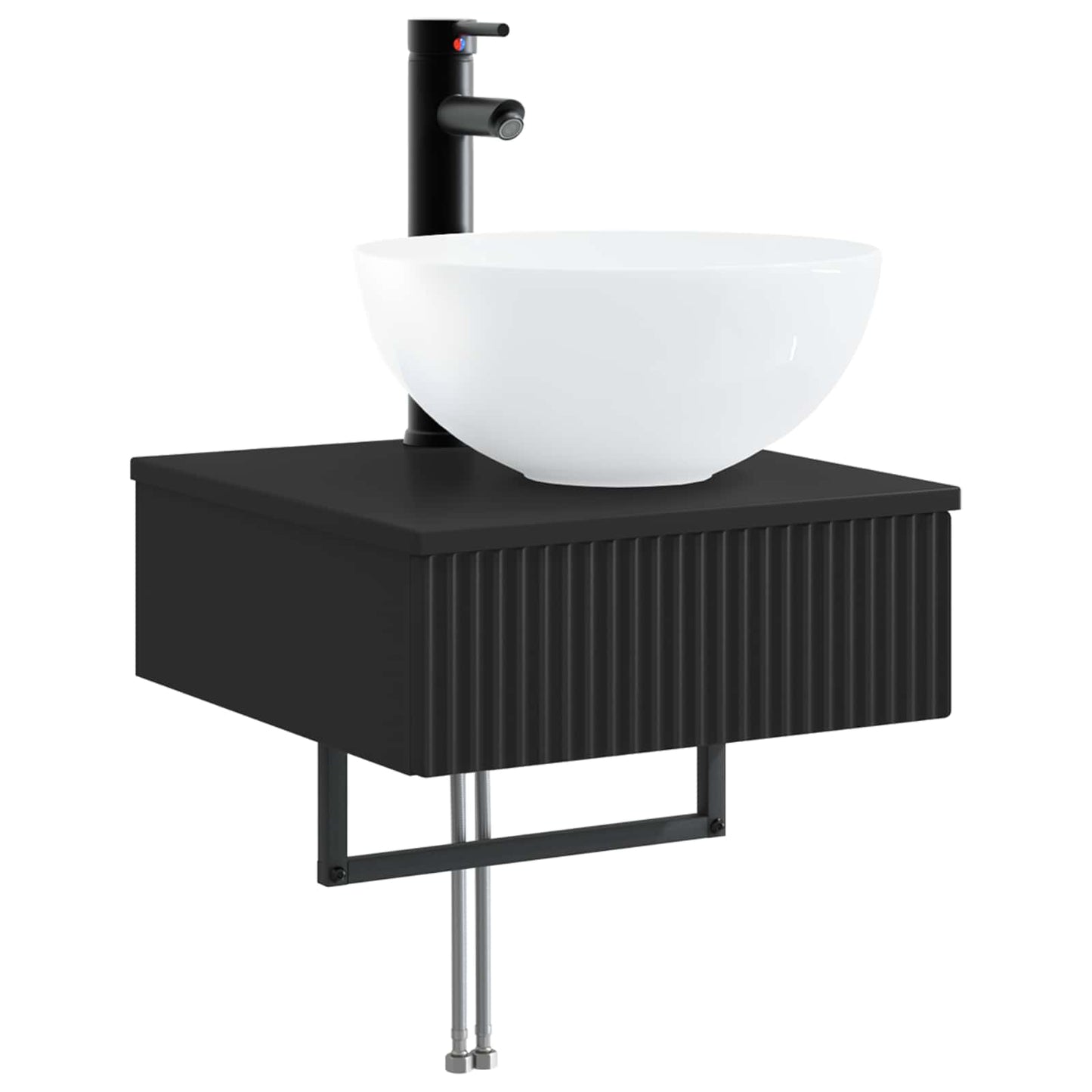 vidaXL Wall-Mounted Wash Basin Black 40 x 41 x 40.5 cm Engineered Wood