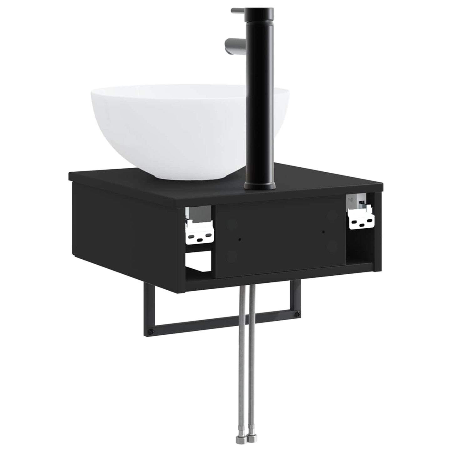vidaXL Wall-Mounted Wash Basin Black 40 x 41 x 40.5 cm Engineered Wood