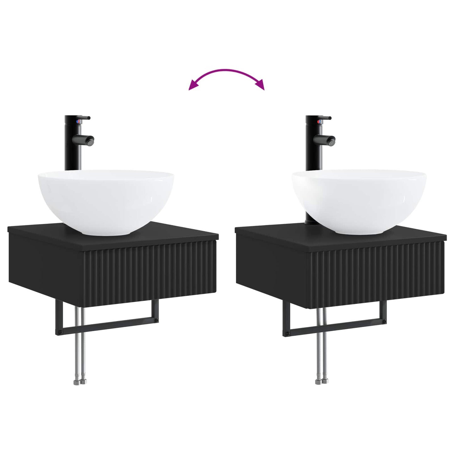 vidaXL Wall-Mounted Wash Basin Black 40 x 41 x 40.5 cm Engineered Wood